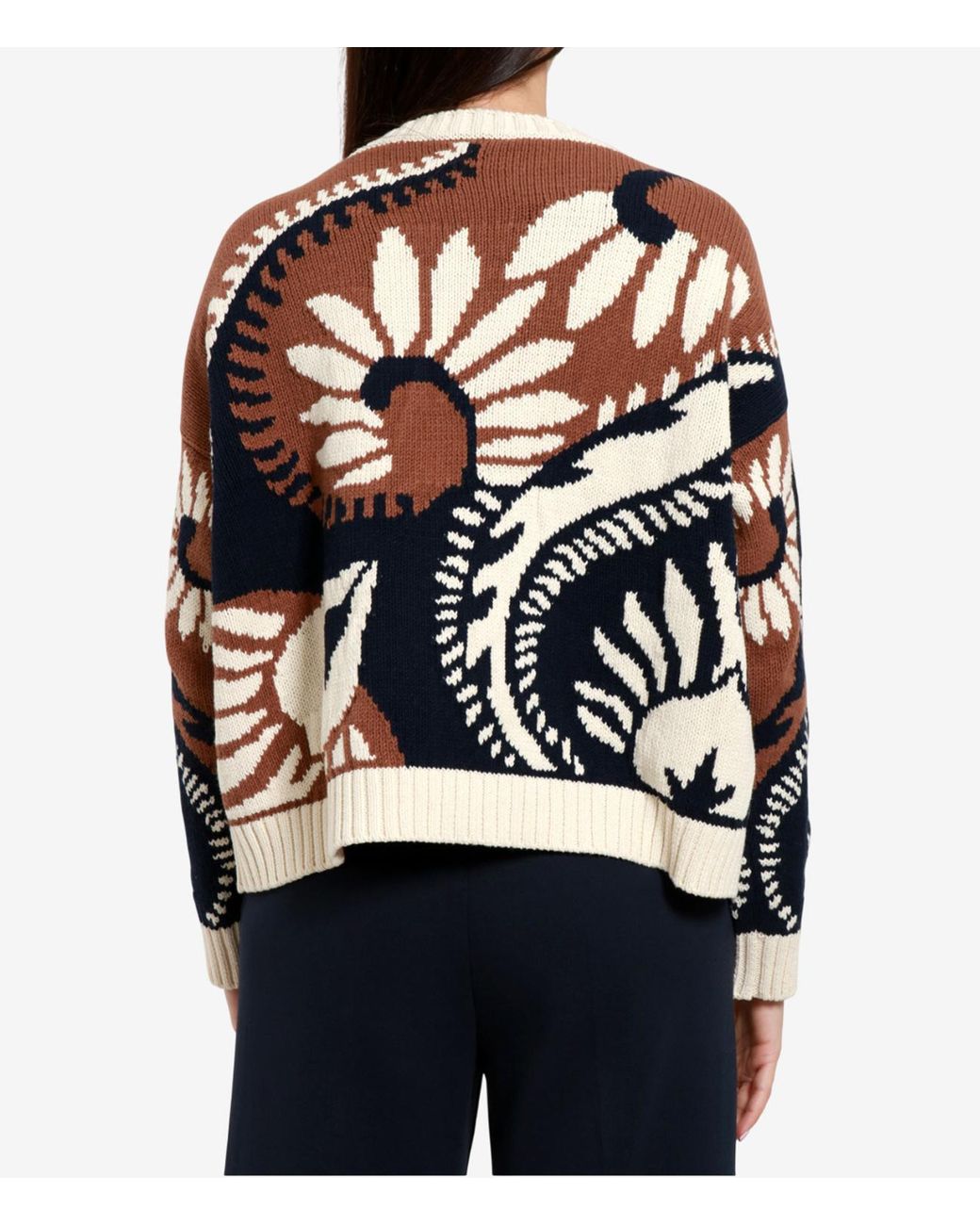 Weekend by Maxmara Black Wkdcelebre Patterned Cotton Crew Neck