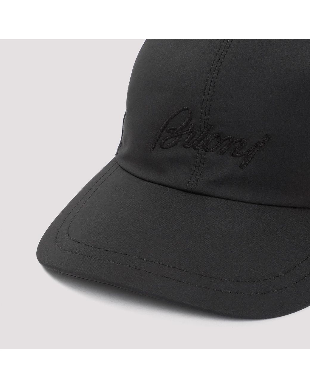Brioni Black Logo Embroidered Baseball Cap for men