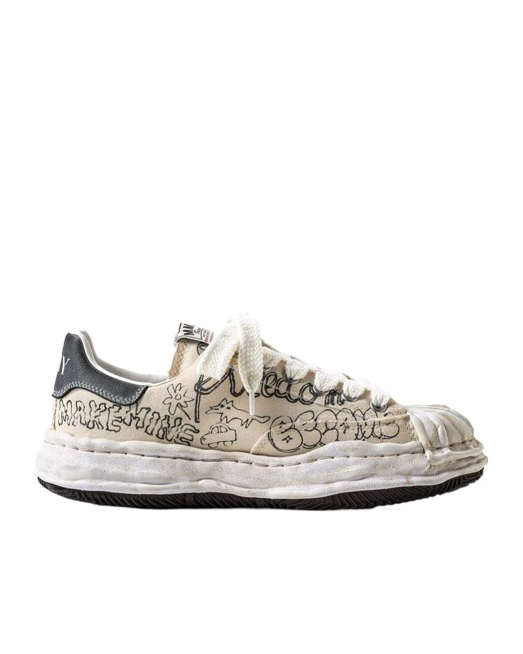Maison Mihara Yasuhiro White Blakey Og Graffiti Printed Low-Top Sneakers for men
