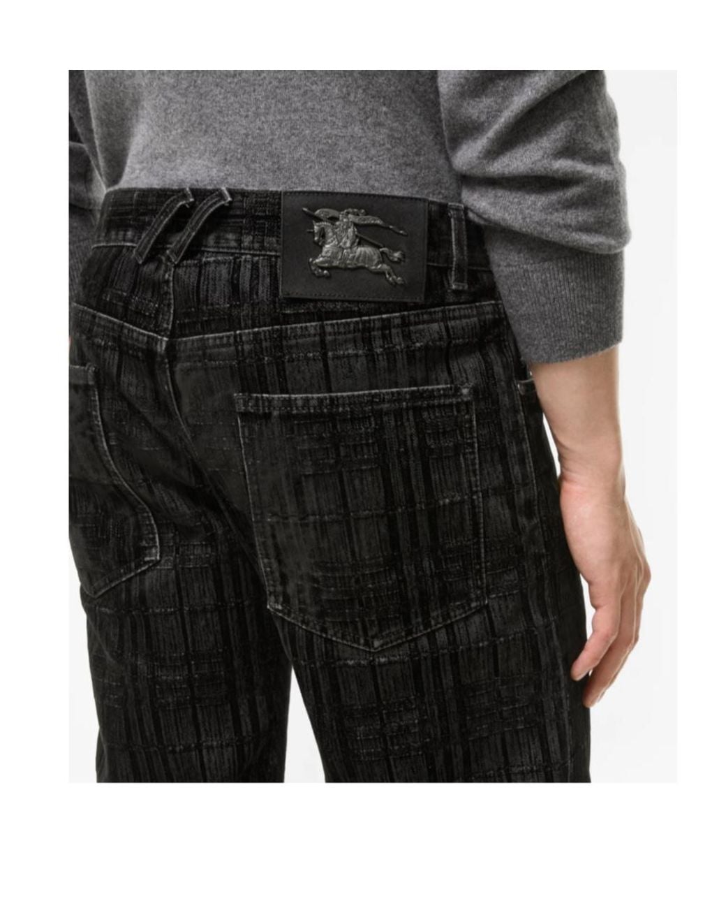 Burberry Black Check Flocked Straight Jeans for men