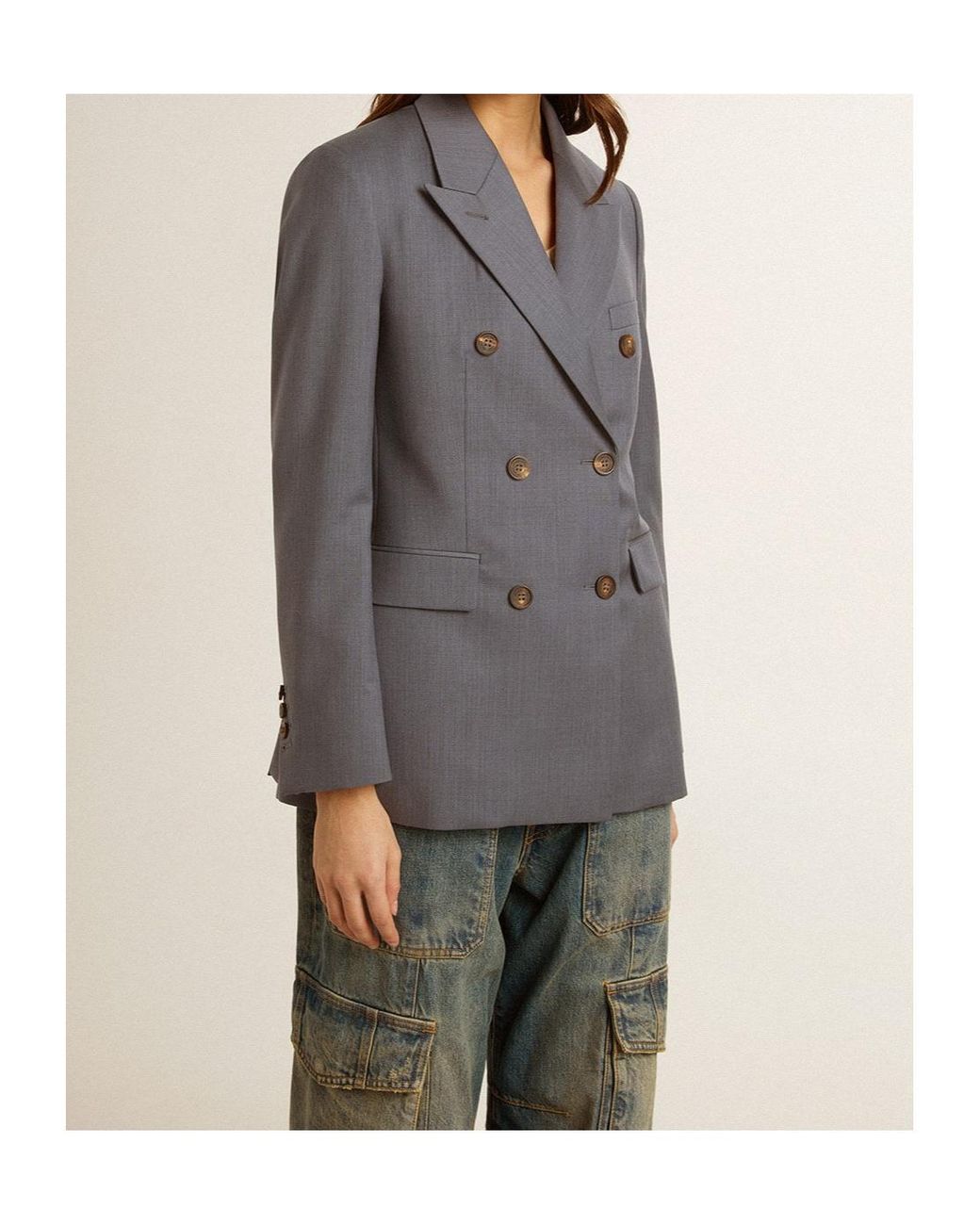 Golden Goose Deluxe Brand Blue Double Breasted Tailored Blazer