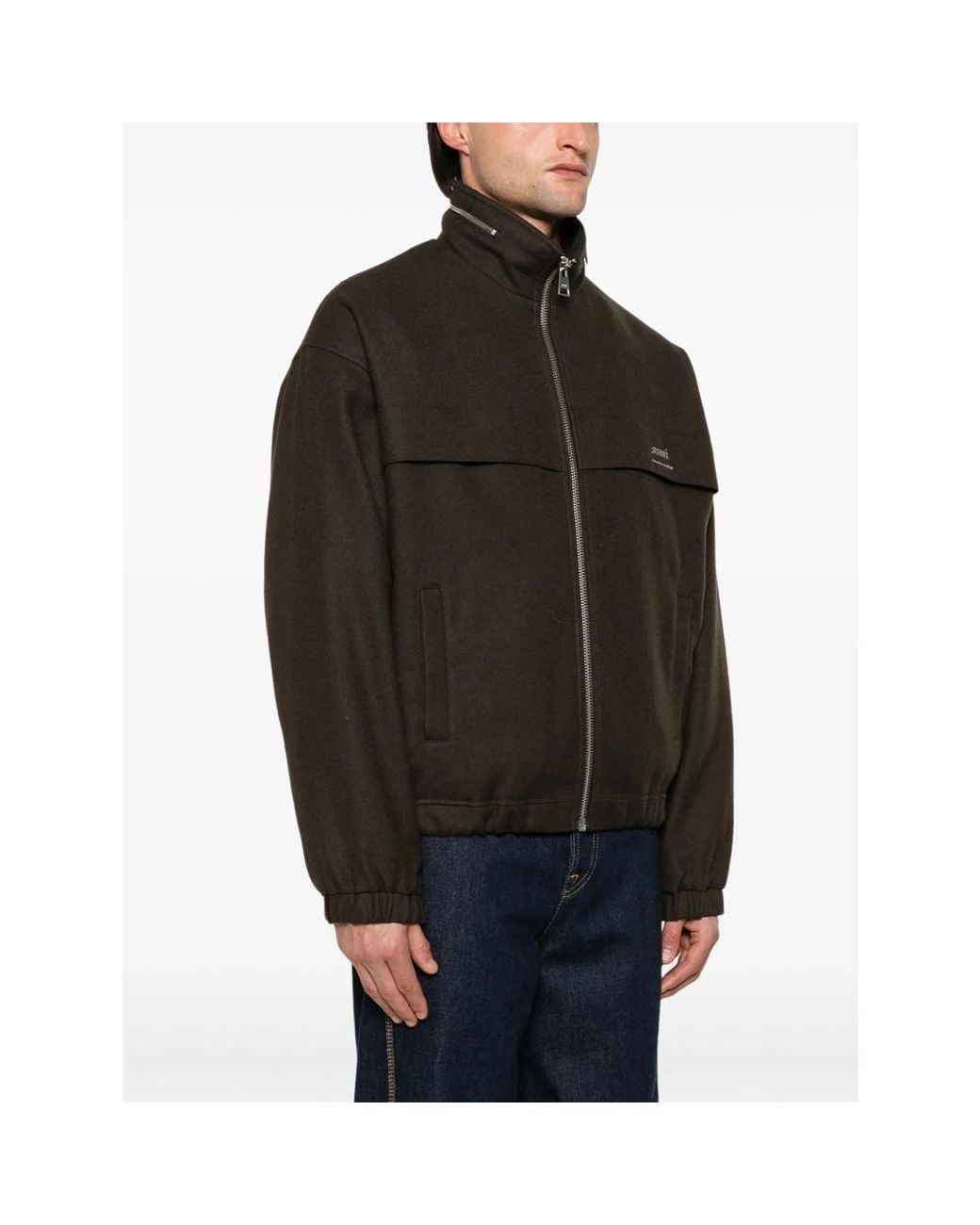 AMI Brown Ami Alexandre Mattiussi Elasticated Waist Zipped Windbreaker for men