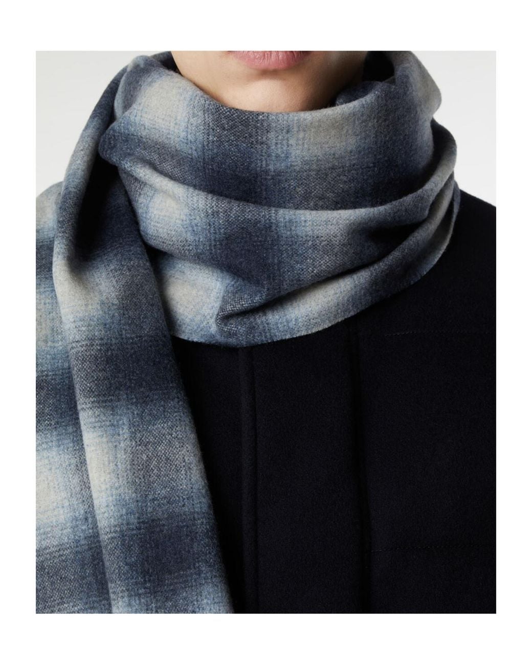 Loro Piana Blue Tartan Scarf for men