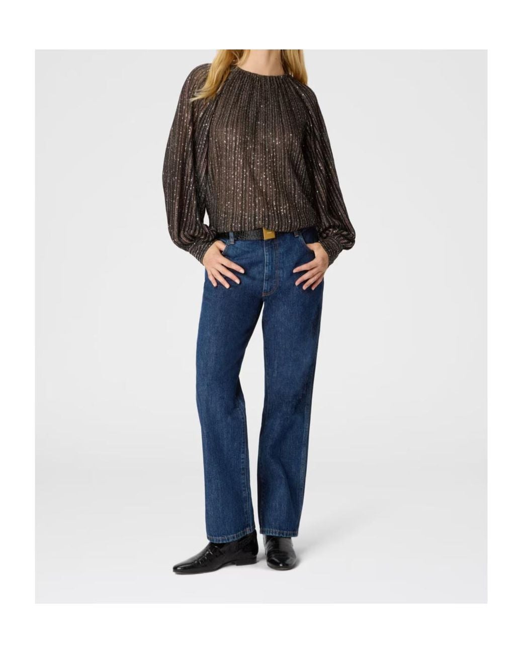 Missoni Brown Relaxed Fit Sequin-Striped Top