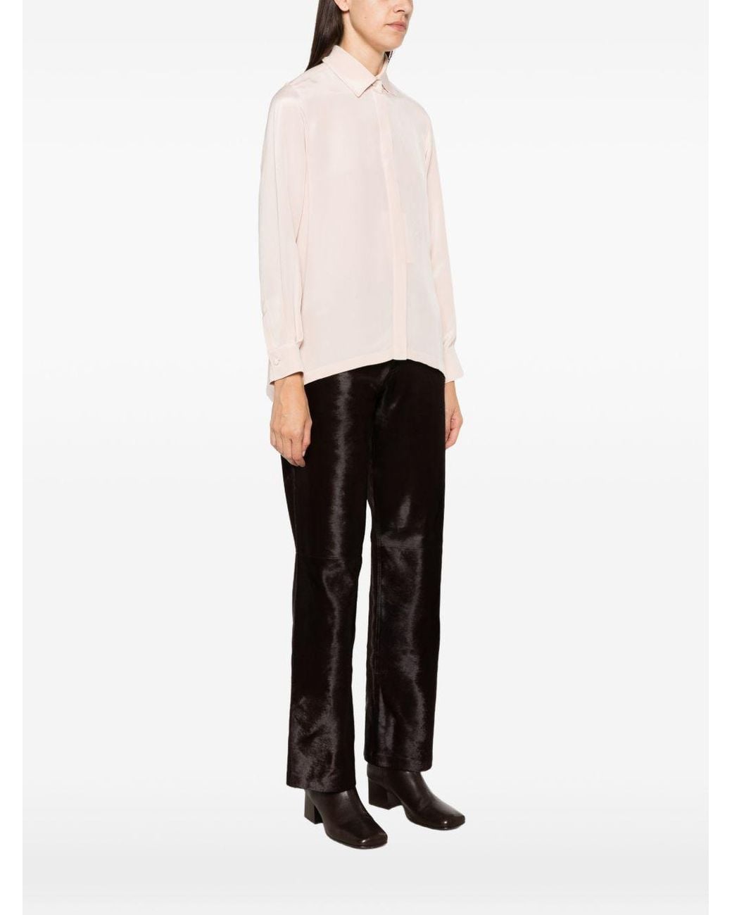 Max Mara Pink Concealed Placket Long Sleeve Top