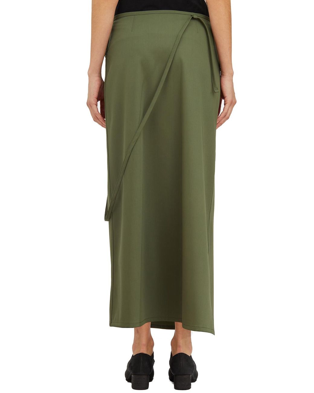 Lemaire Green Tied-Waist Wrapped Midi Skirt