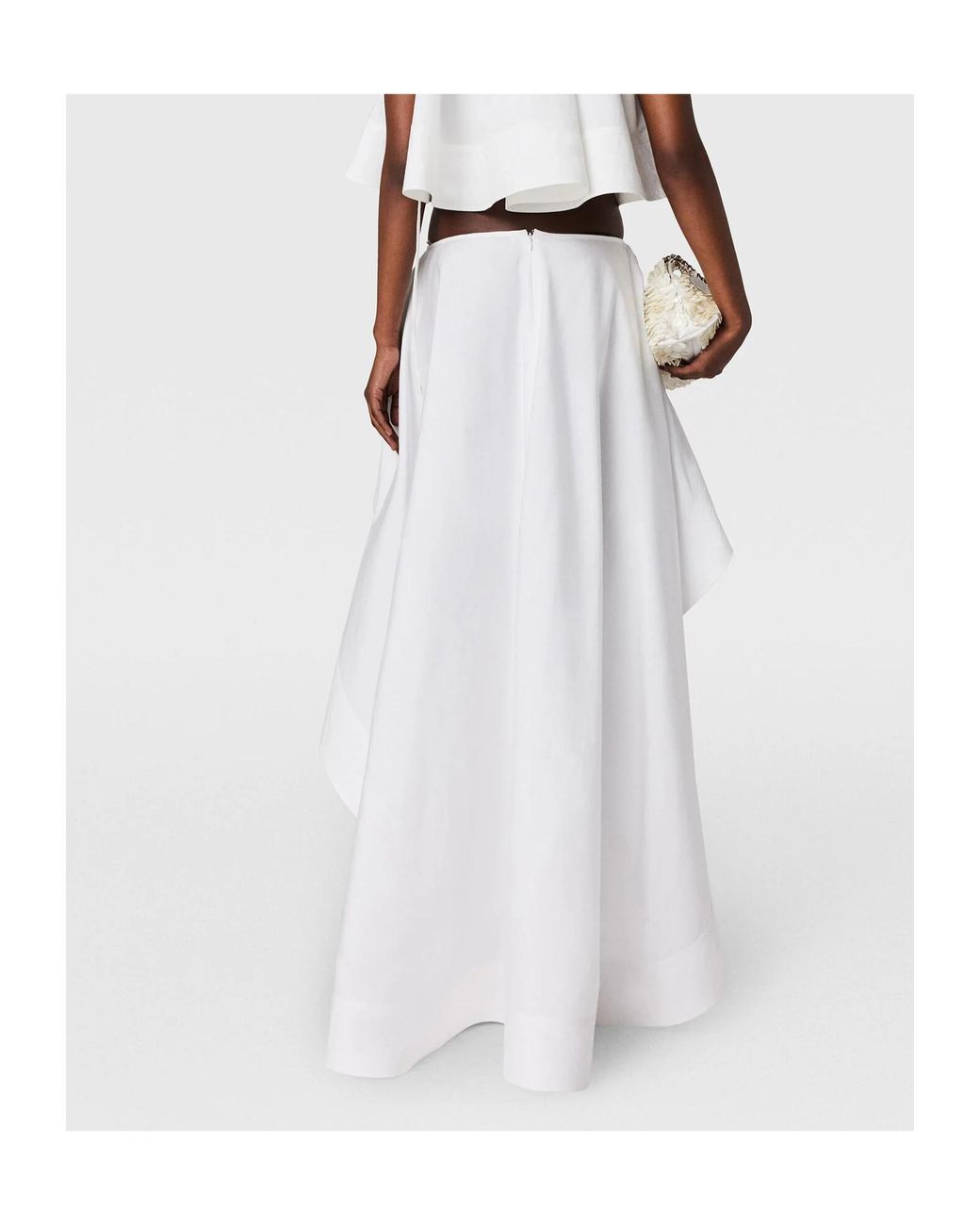 Stella McCartney White Ruffled-Overlay Midi Skirt