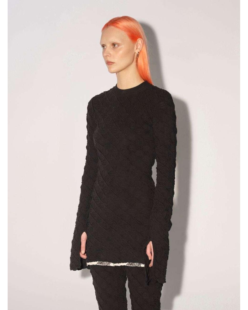 Ambush Black Logo-Print Crewneck Knit Top