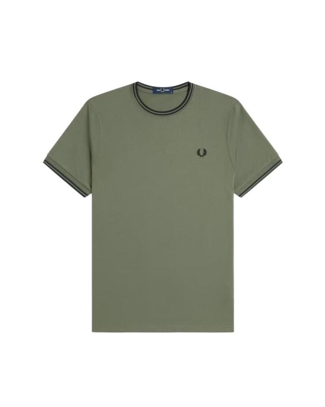 Fred Perry Green Striped T-Shirt With Two Stripes for men