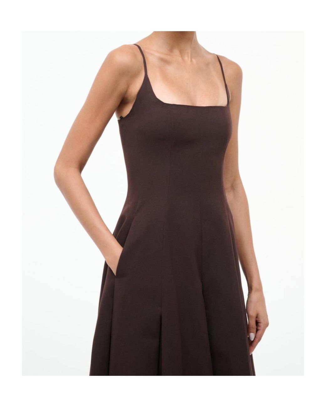 Staud Purple Joy Square-Neck Flared Maxi Dress