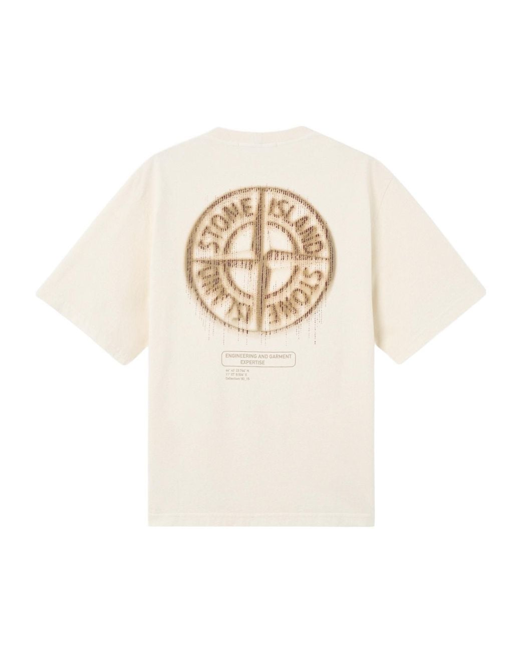 Stone Island White Compass Printed Crewneck T-Shirt for men