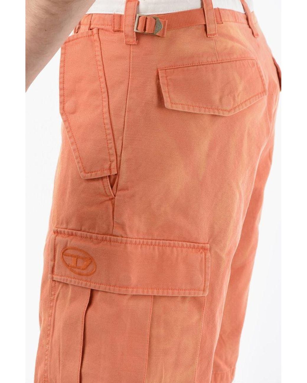 DIESEL Logo Shorts in Orange for Men | Lyst