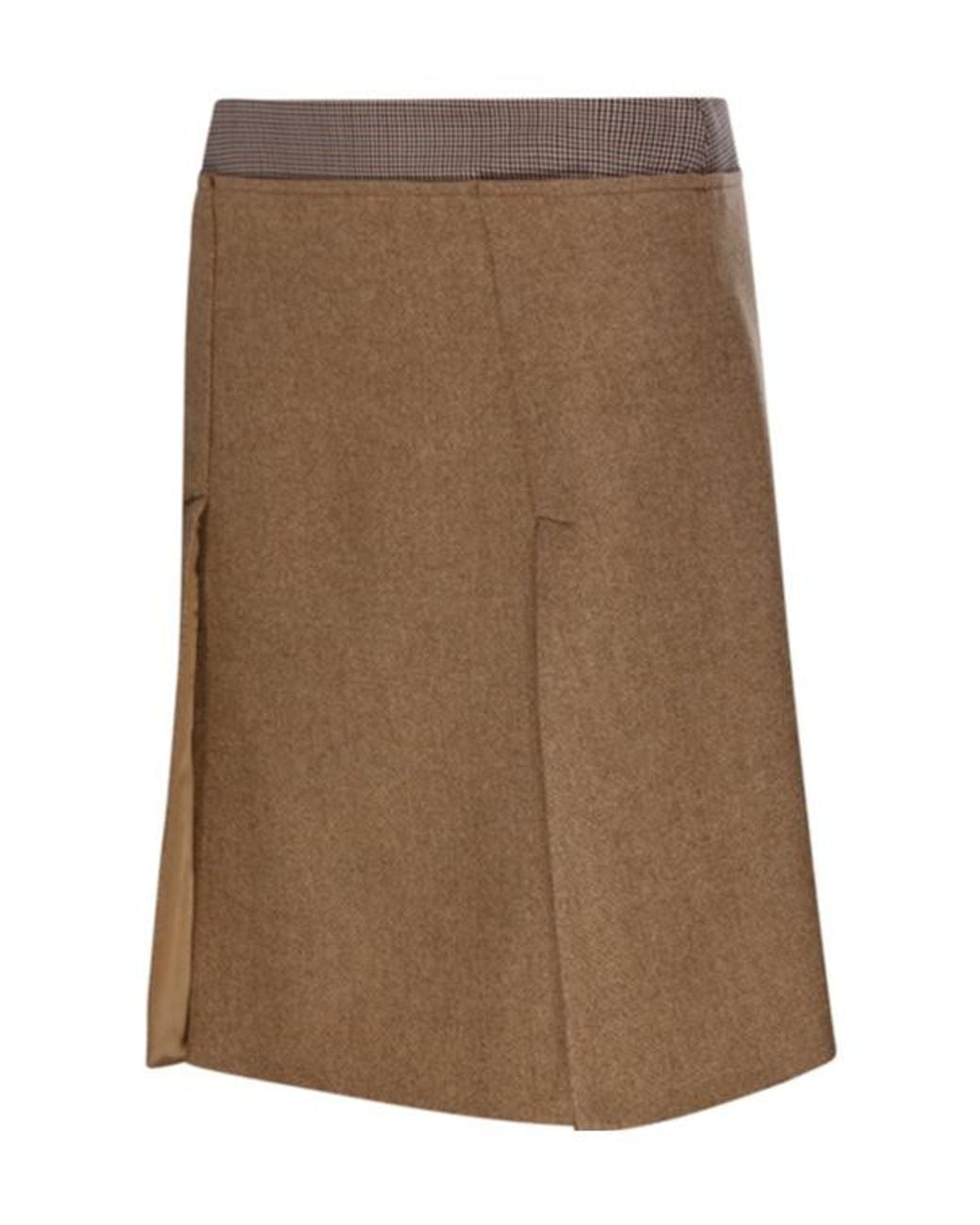 Sportmax Brown Riga Checked Waist Mini Skirt