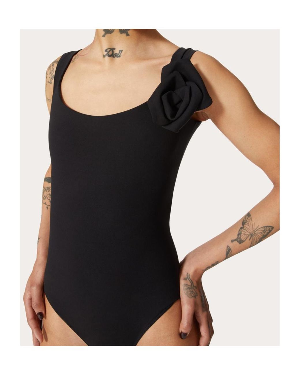 Valentino Black Floral Detailed One-Piece Swimsuit