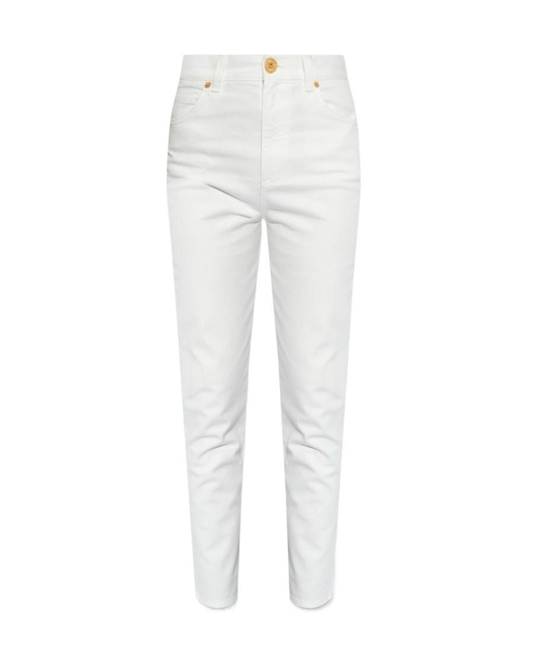 Balmain White High Waist Slim Fit Jeans