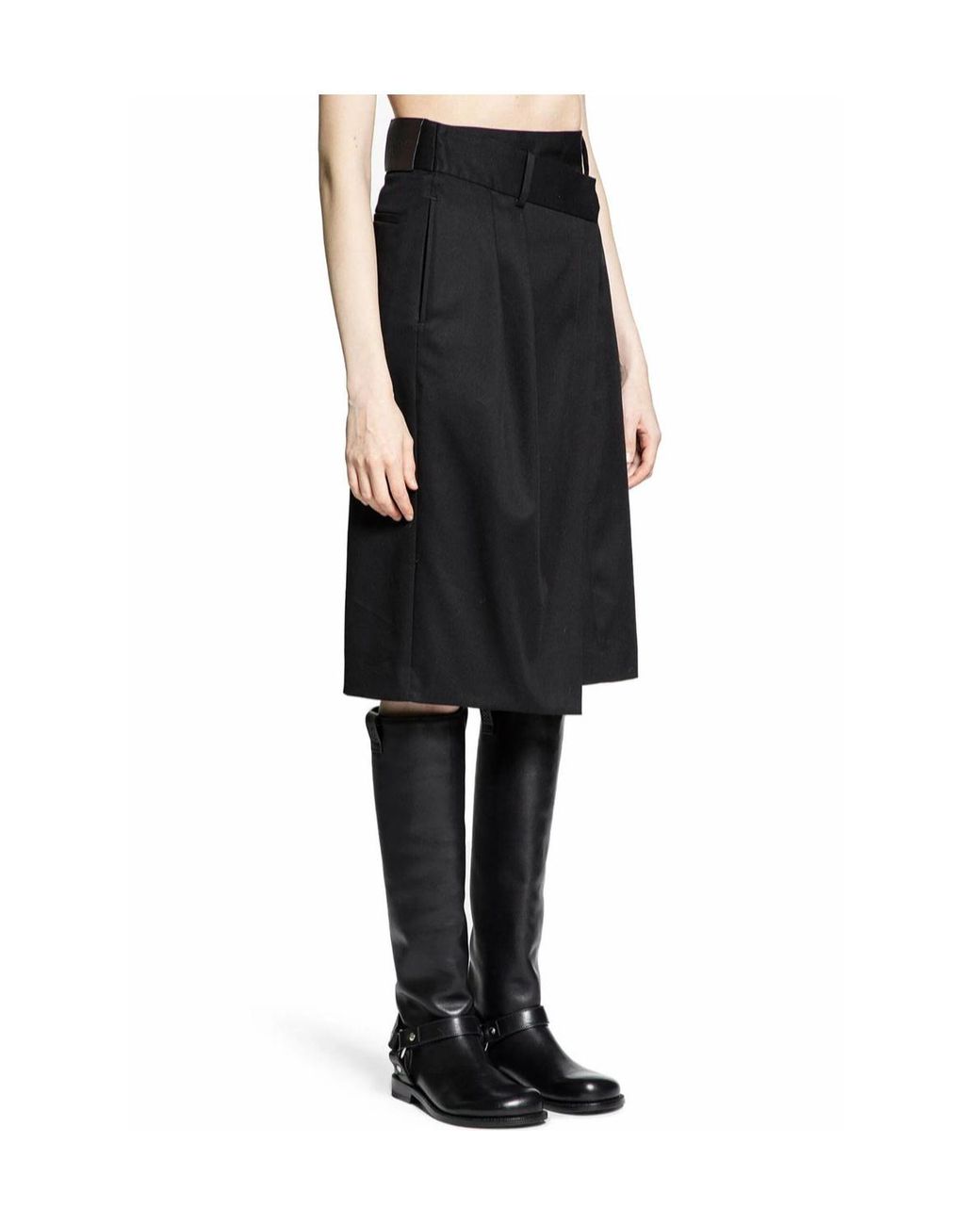 Loewe Black Asymmetric High-Waisted Wrap Skirt