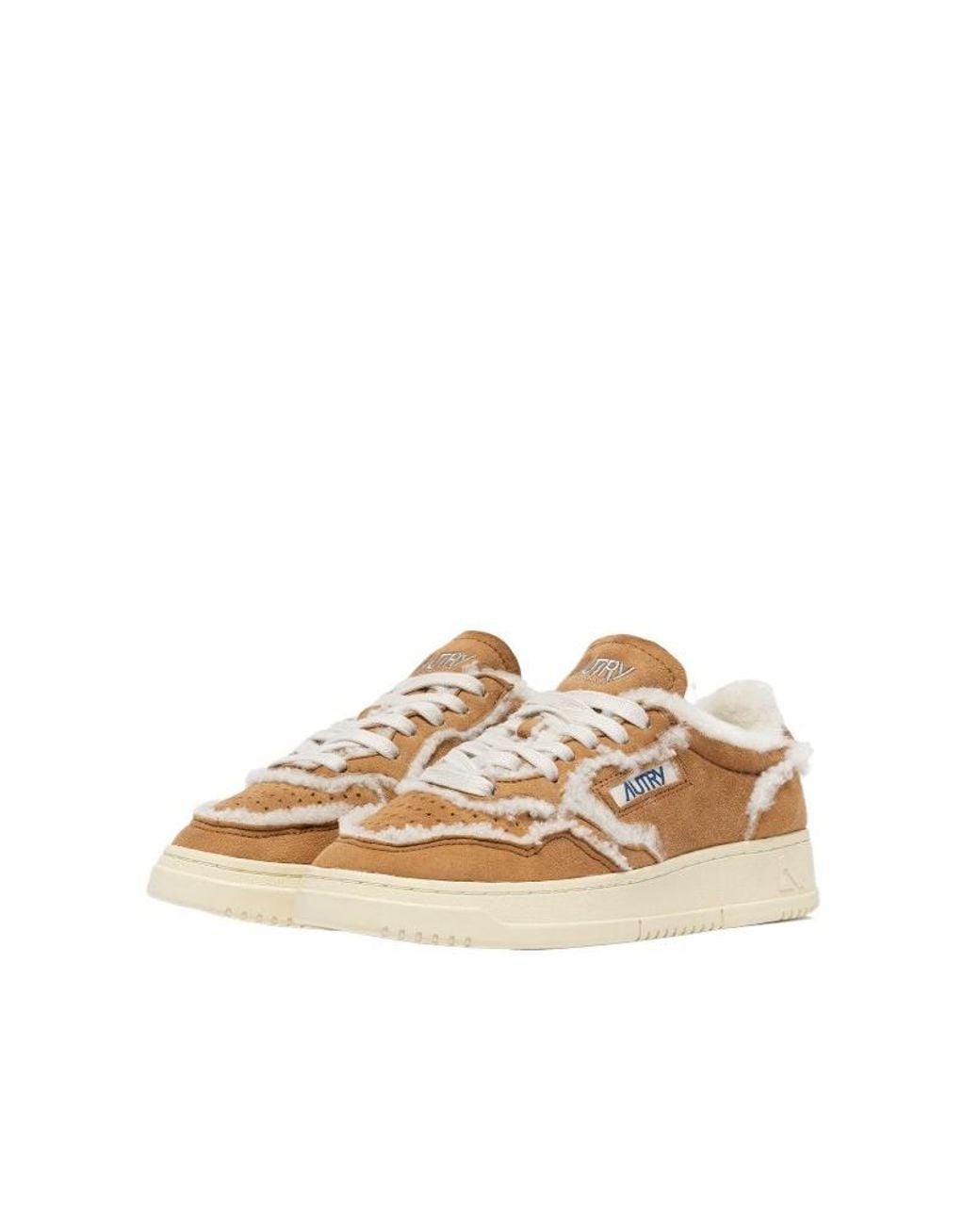 Autry Natural Medalist Shearling-Trim Sneakers