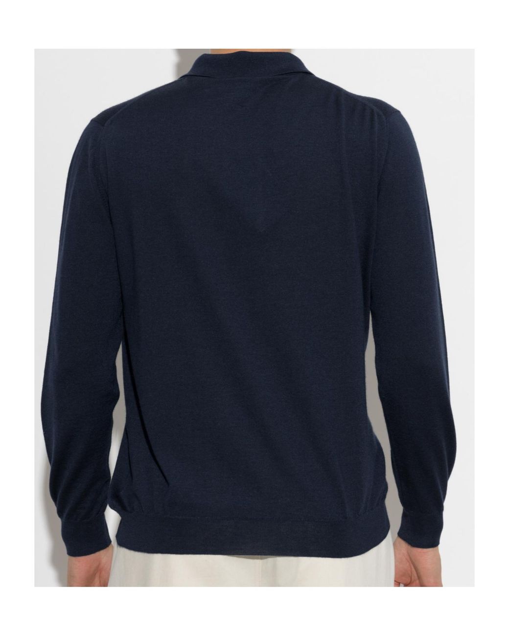 Kiton Blue Collared Long-Sleeved Knit Sweater for men