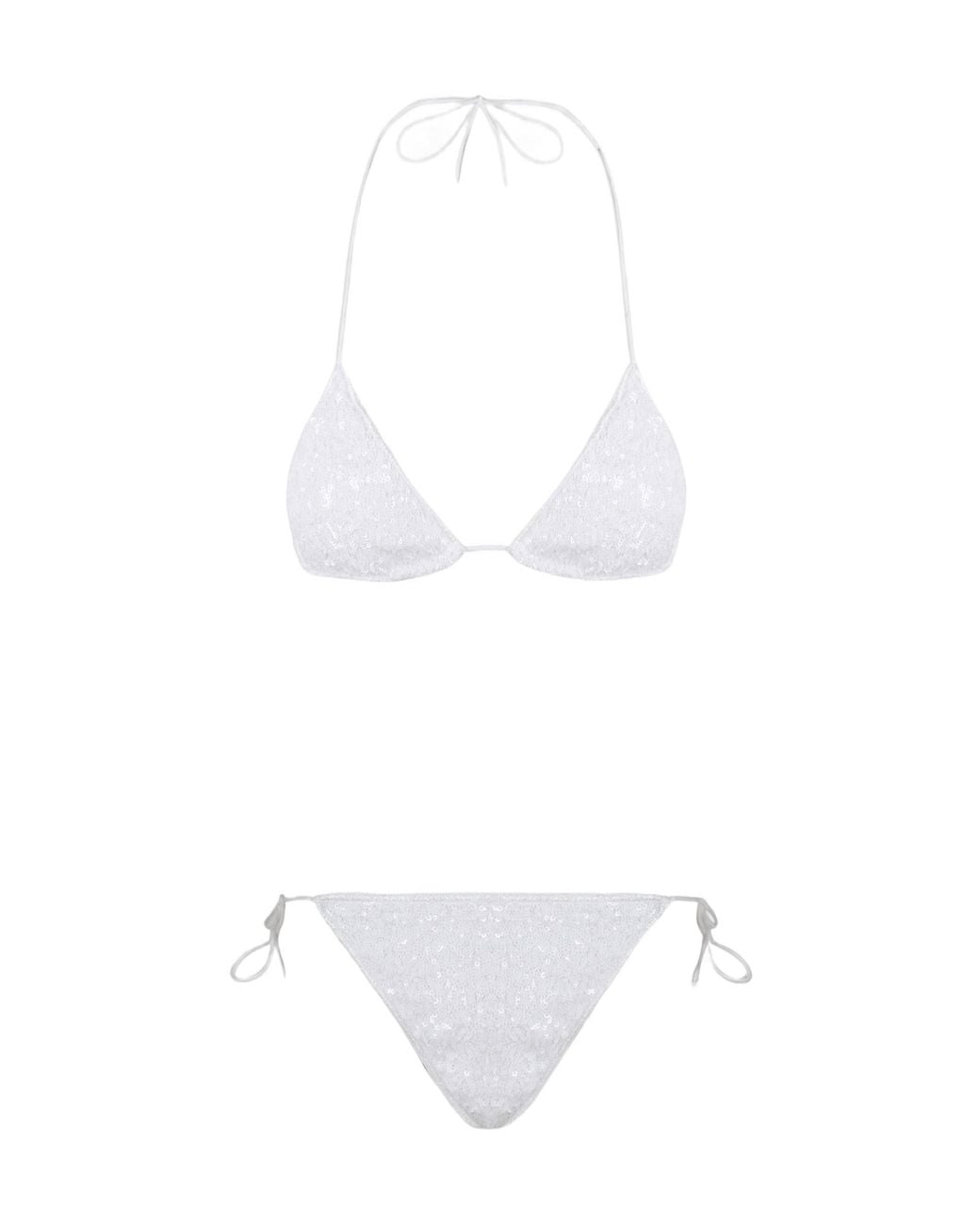 Oseree White Oséree Sequin Embellished Bikini Set