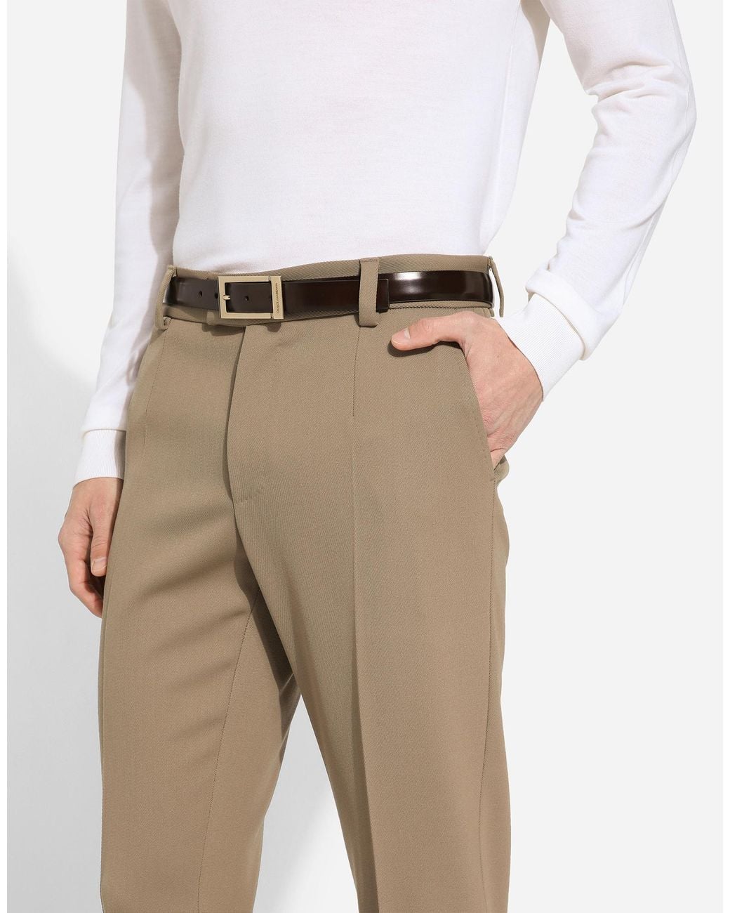 Dolce & Gabbana White Leather Belt for men