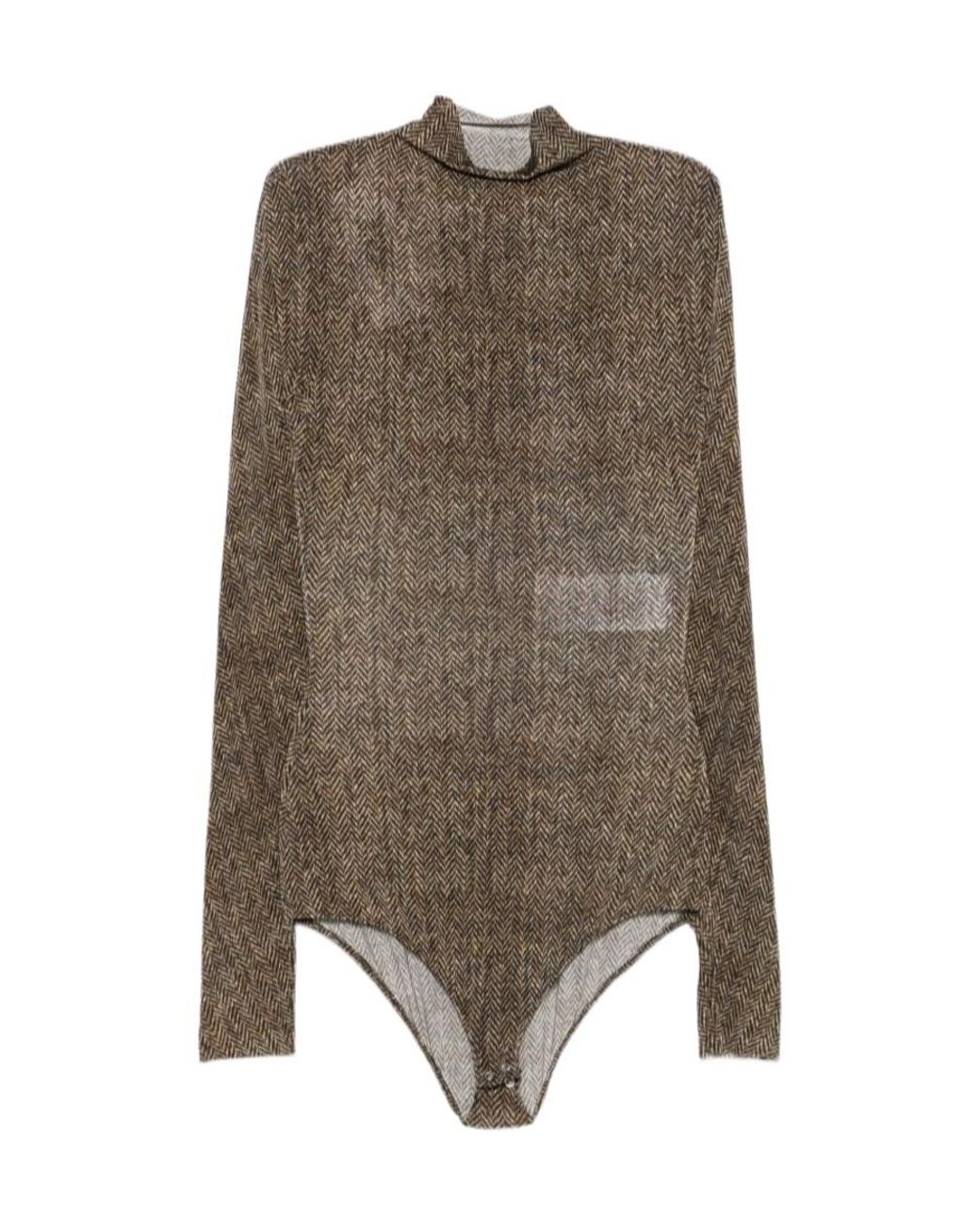 Maison Margiela Brown Long-Sleeve Bodysuit