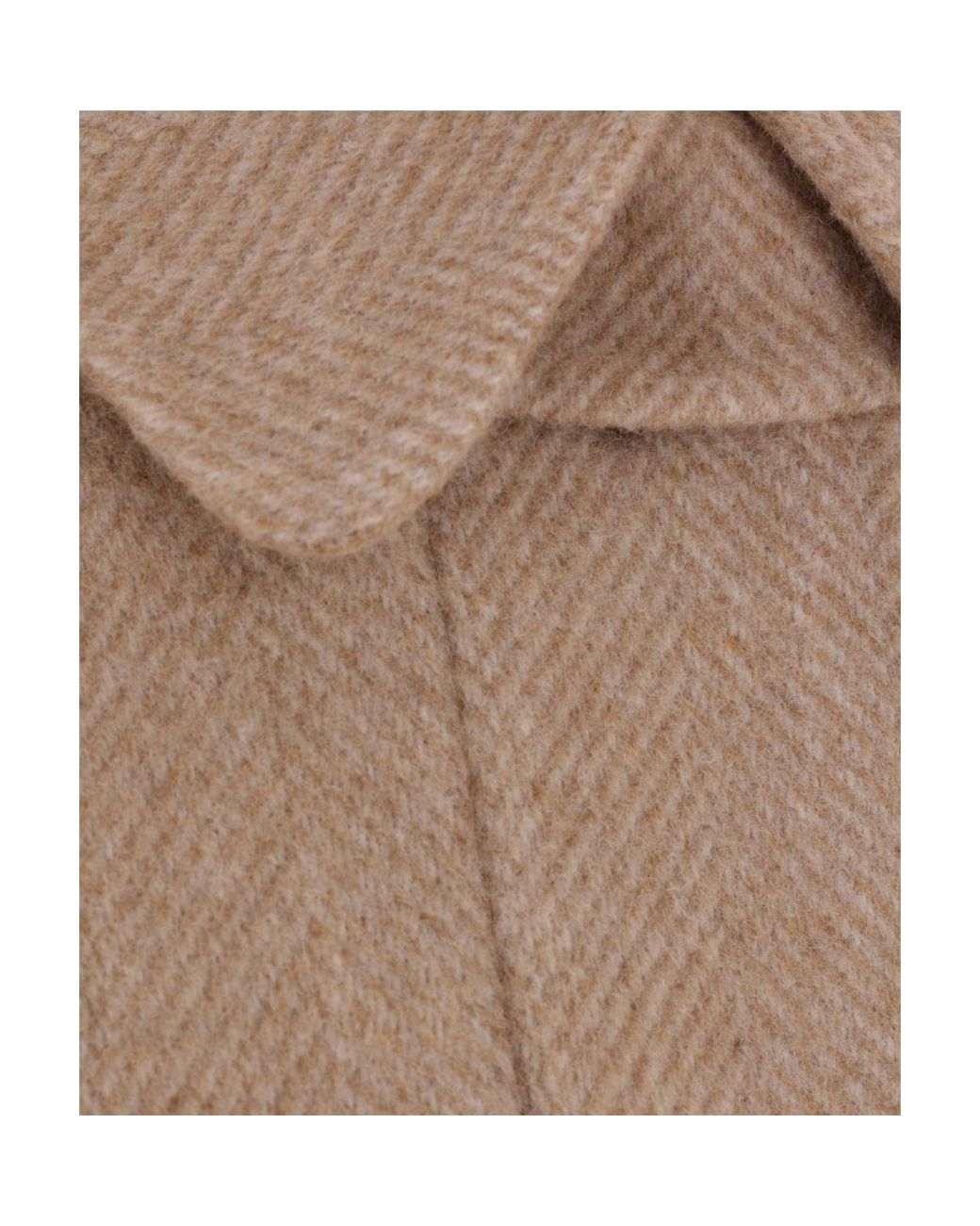 Brunello Cucinelli Natural Herringbone Coat