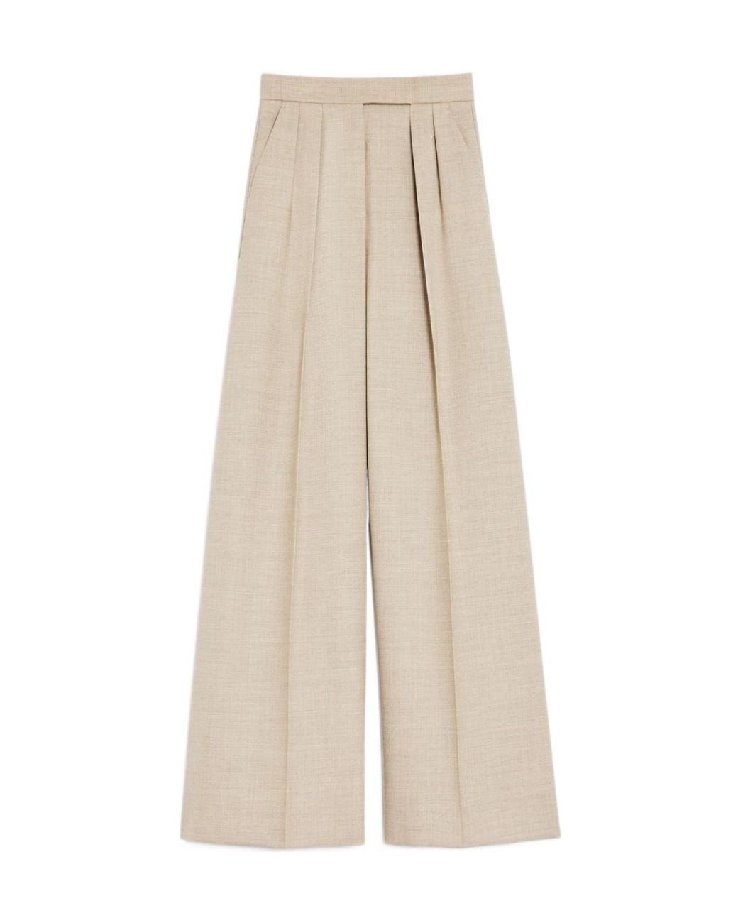Max Mara Natural Button Detailed Wide-Leg Trousers