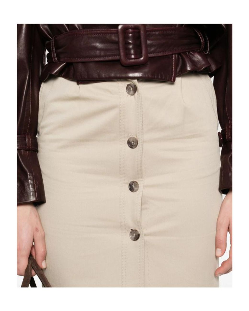 Anine Bing Natural Button-Down Skirt