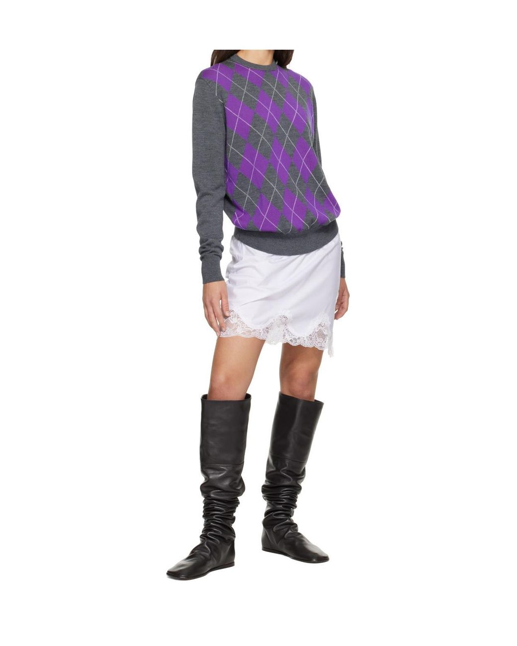 GIMAGUAS Purple Argyle Sweater
