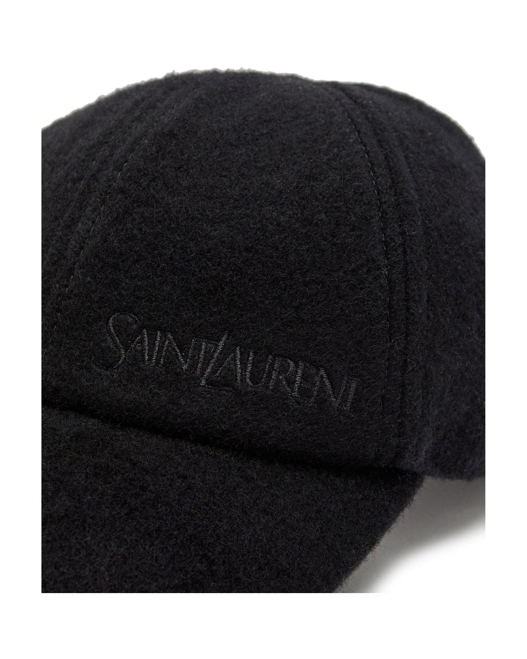 Saint Laurent Black Woolen Baseball Cap for men