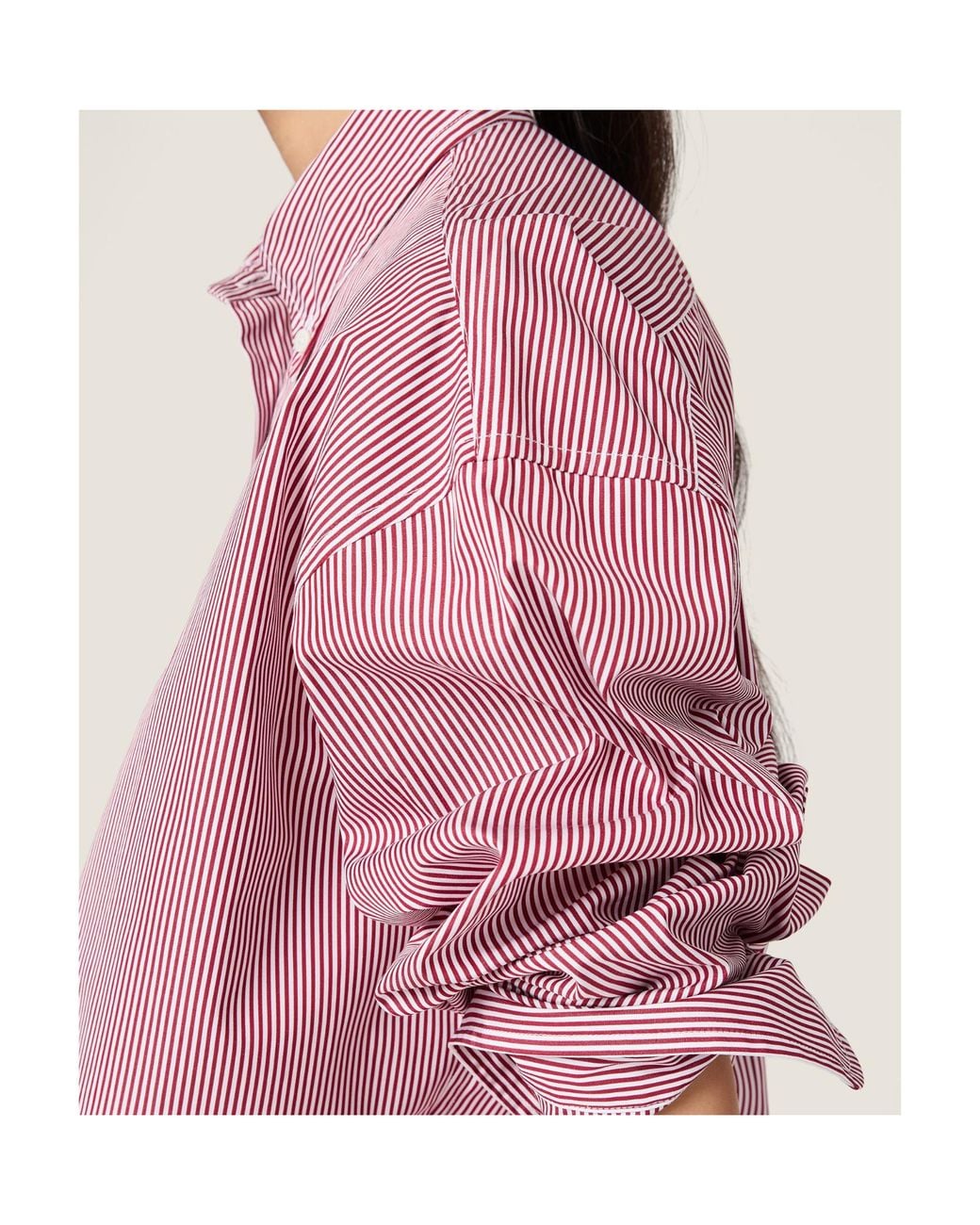 Miu Miu Purple Logo-Embroidered Striped Shirt