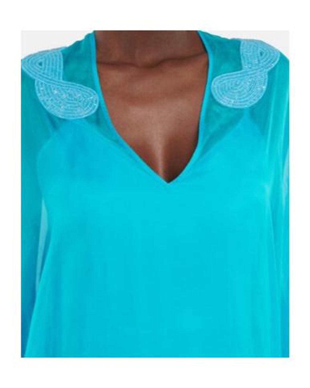 Safiyaa Blue Embellished Silk Chiffon Kaftan