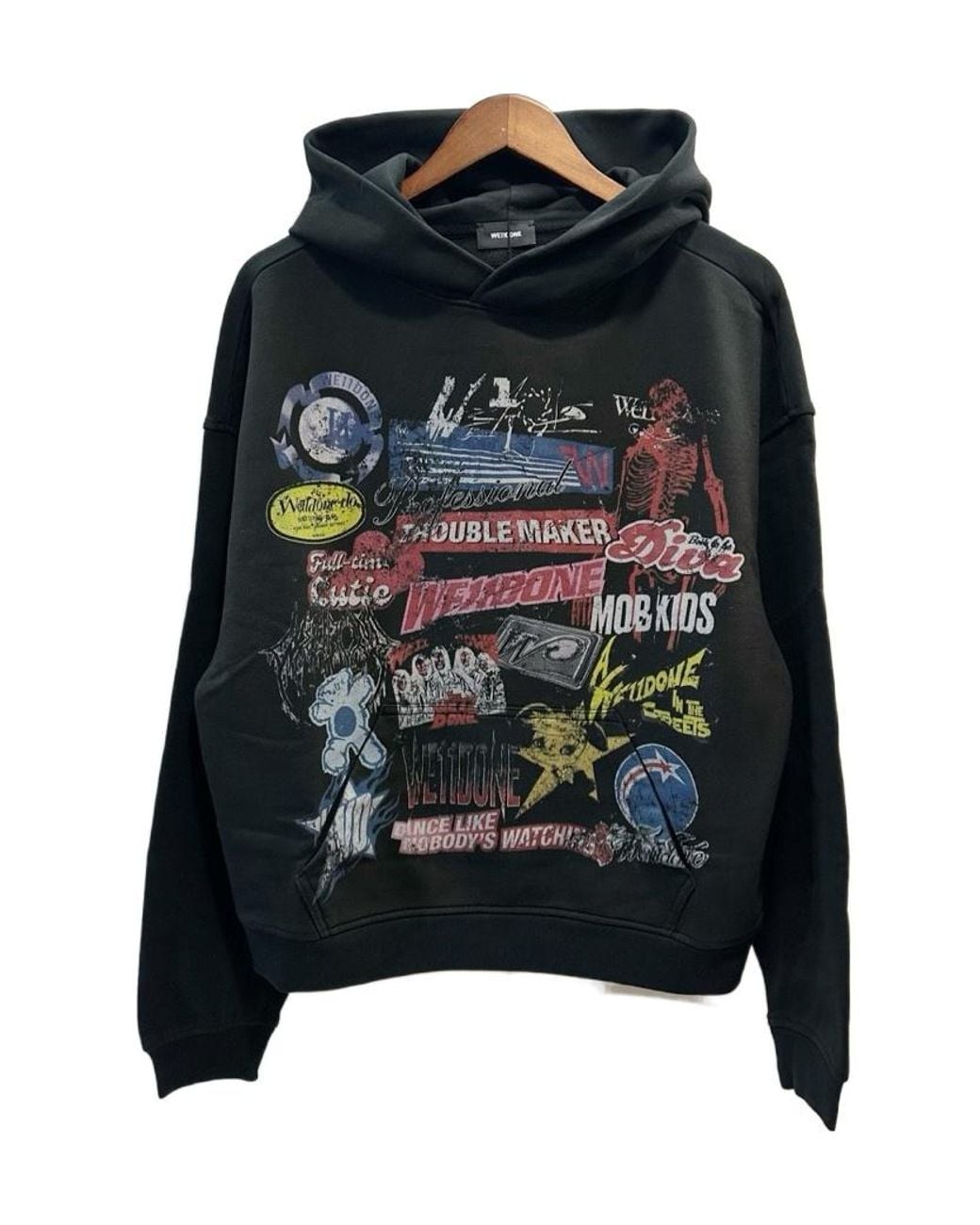 we11done Black Pieces Hooded Hoodie for men