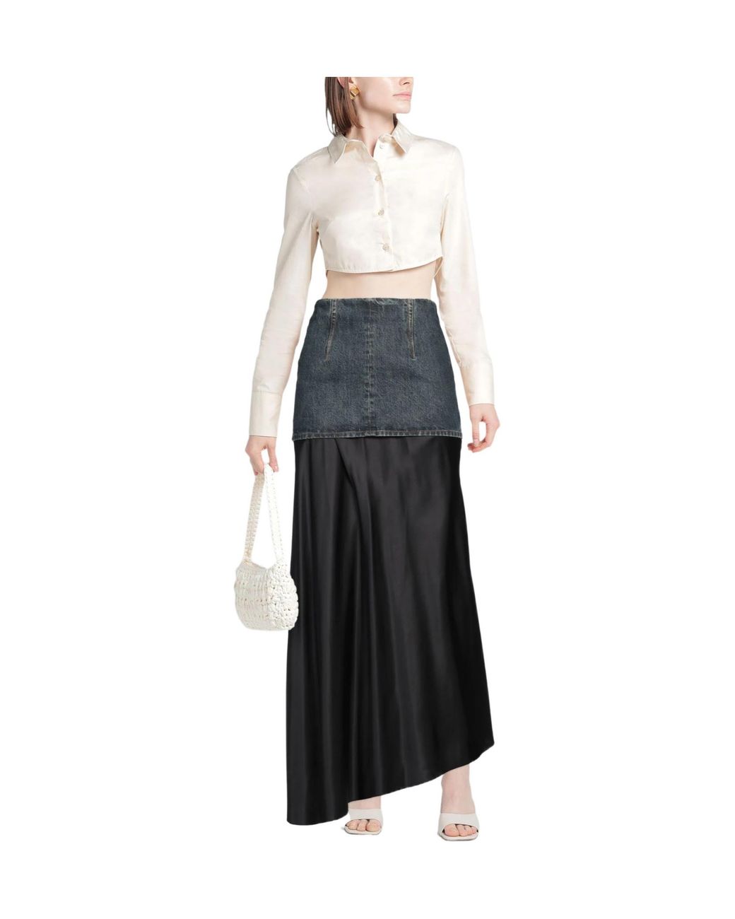 MM6 by Maison Margiela Black Twotone Spliced Aline Skirt