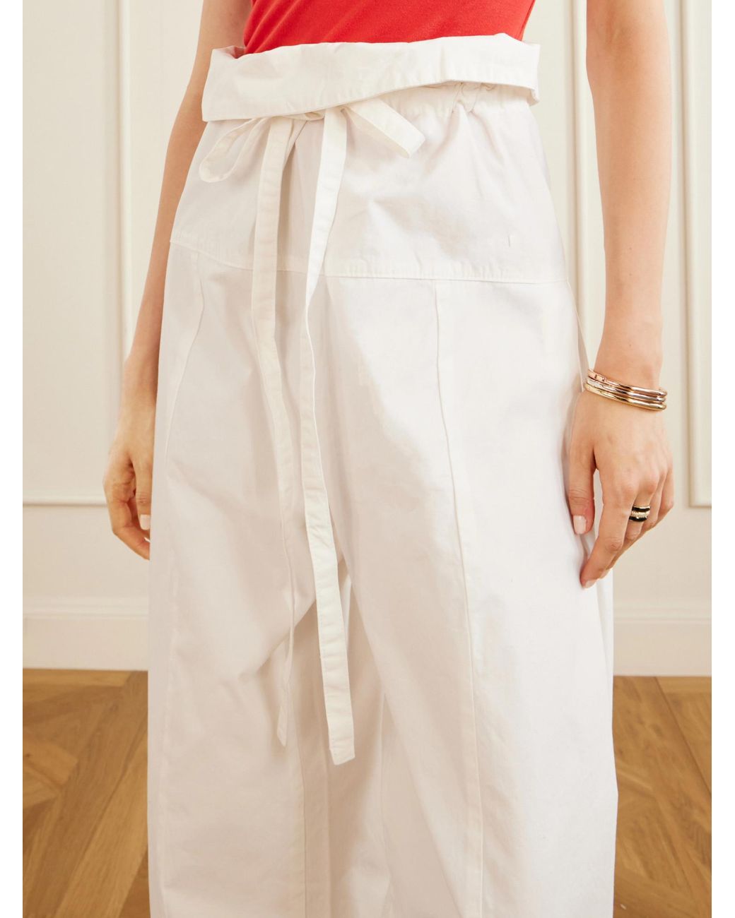 Matteau White Fisherman Cotton-Twill Pants