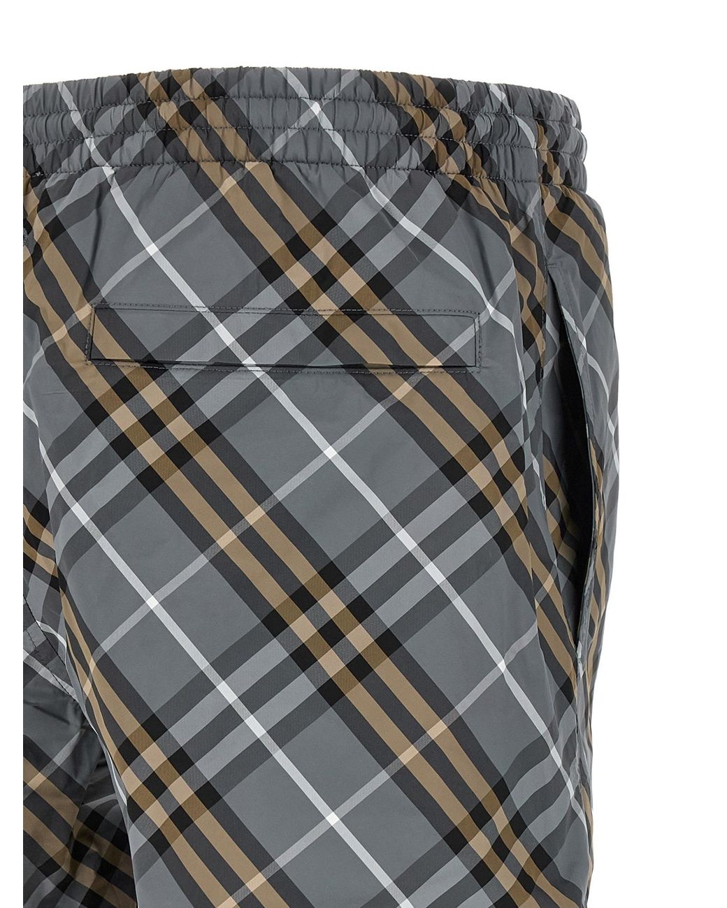 Burberry Gray Check Beach Nylon Shorts for men