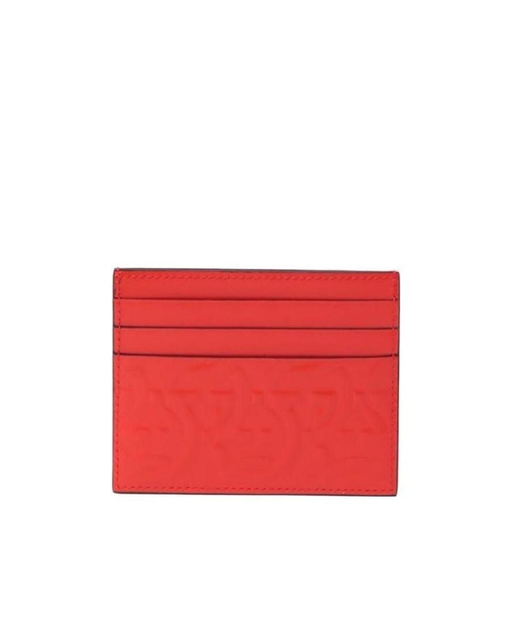 Ferragamo Red Logo-Embossed Leather Cardholder for men
