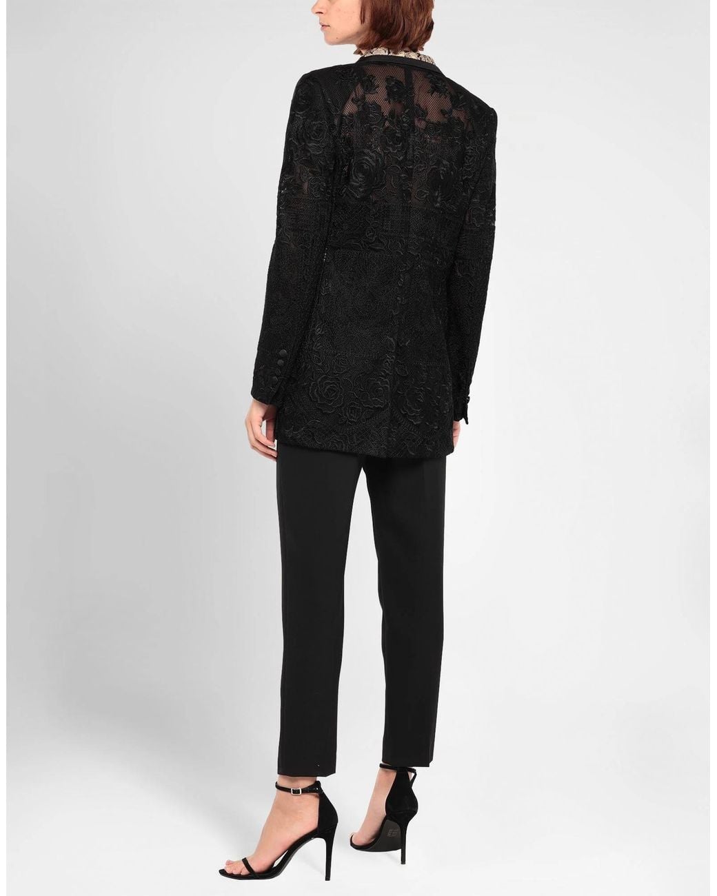 Dolce & Gabbana Black Floral Print Long Sleeve Coat