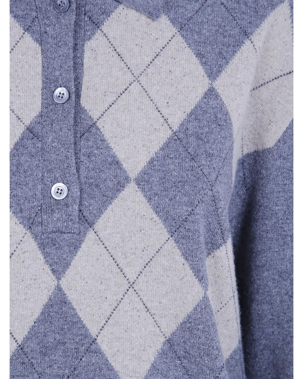 Rohe Blue Ballantyne Argyle Ribbed Polo Top