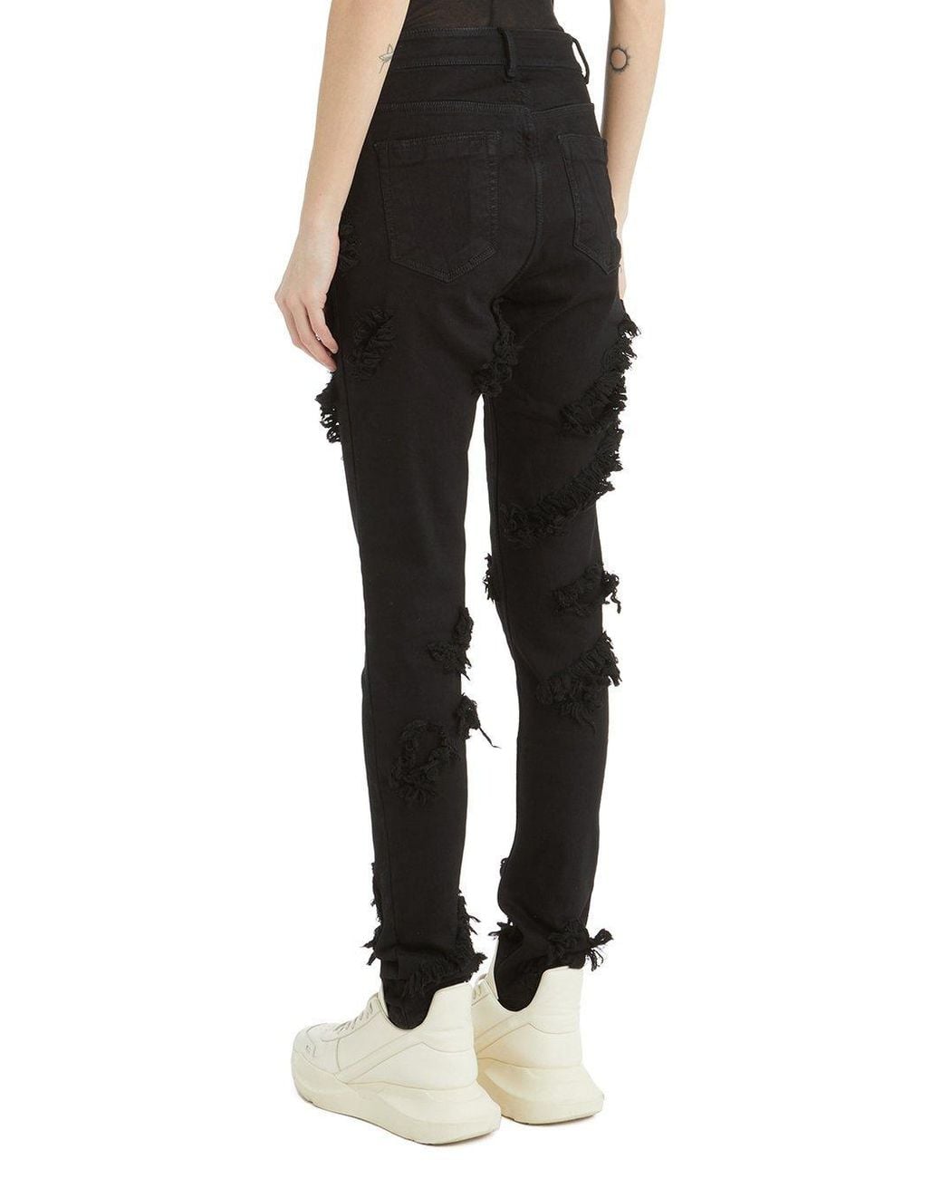 Rick Owens Black Distressed-Design Jeans for men