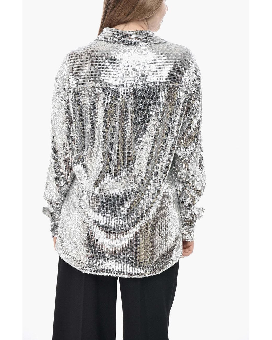 GIUSEPPE DI MORABITO Gray Sequin-Embellished Shirt