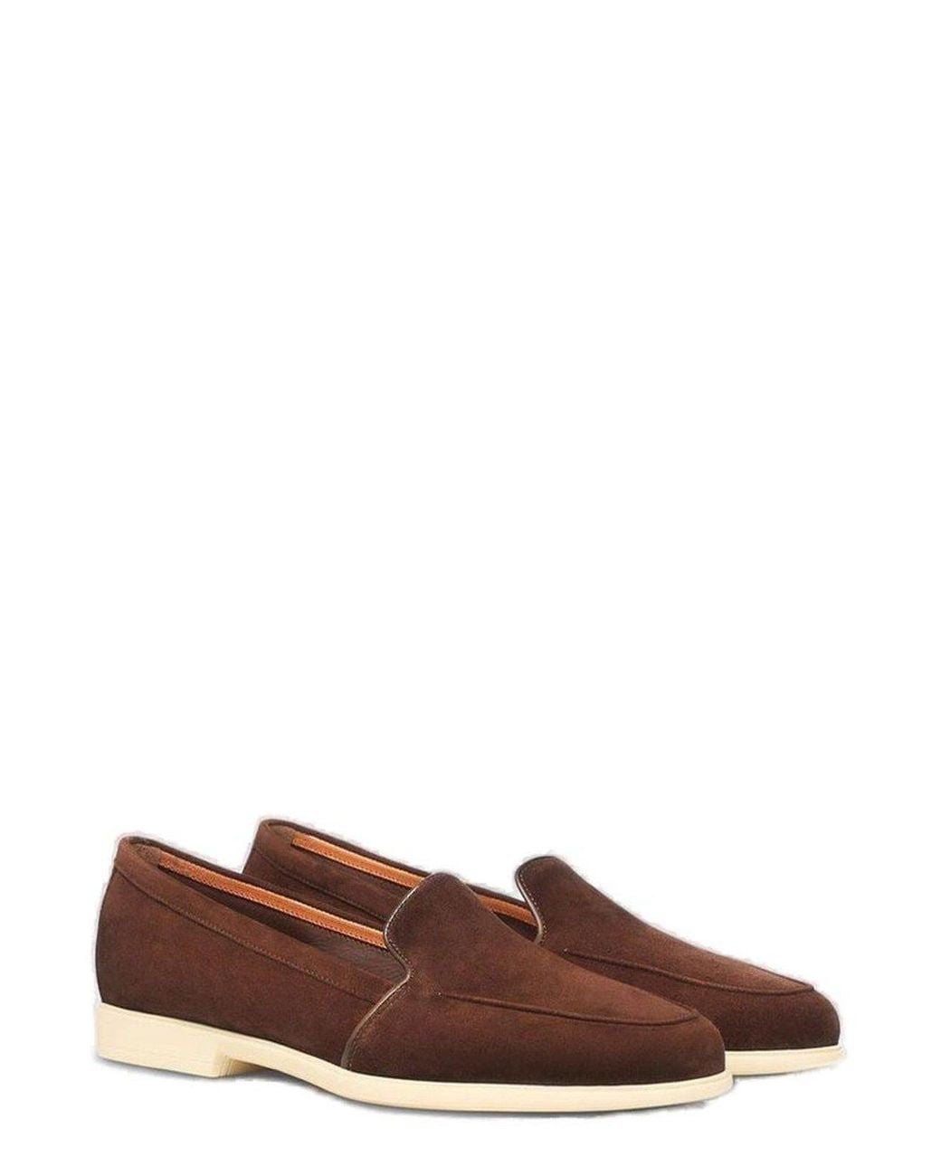 Santoni Brown Slip-On Loafers