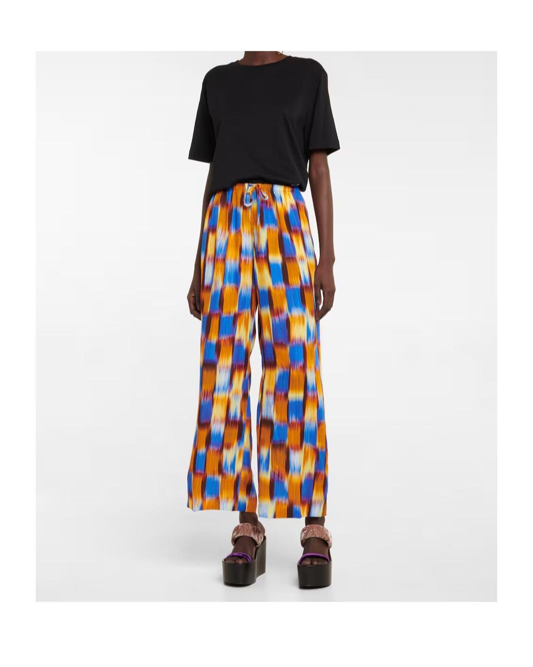 Dries Van Noten Orange Printed Casual Pants