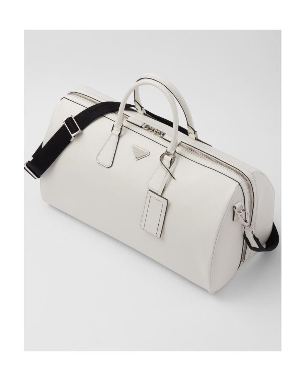 Prada White Saffiano Leather Travel Bag for men