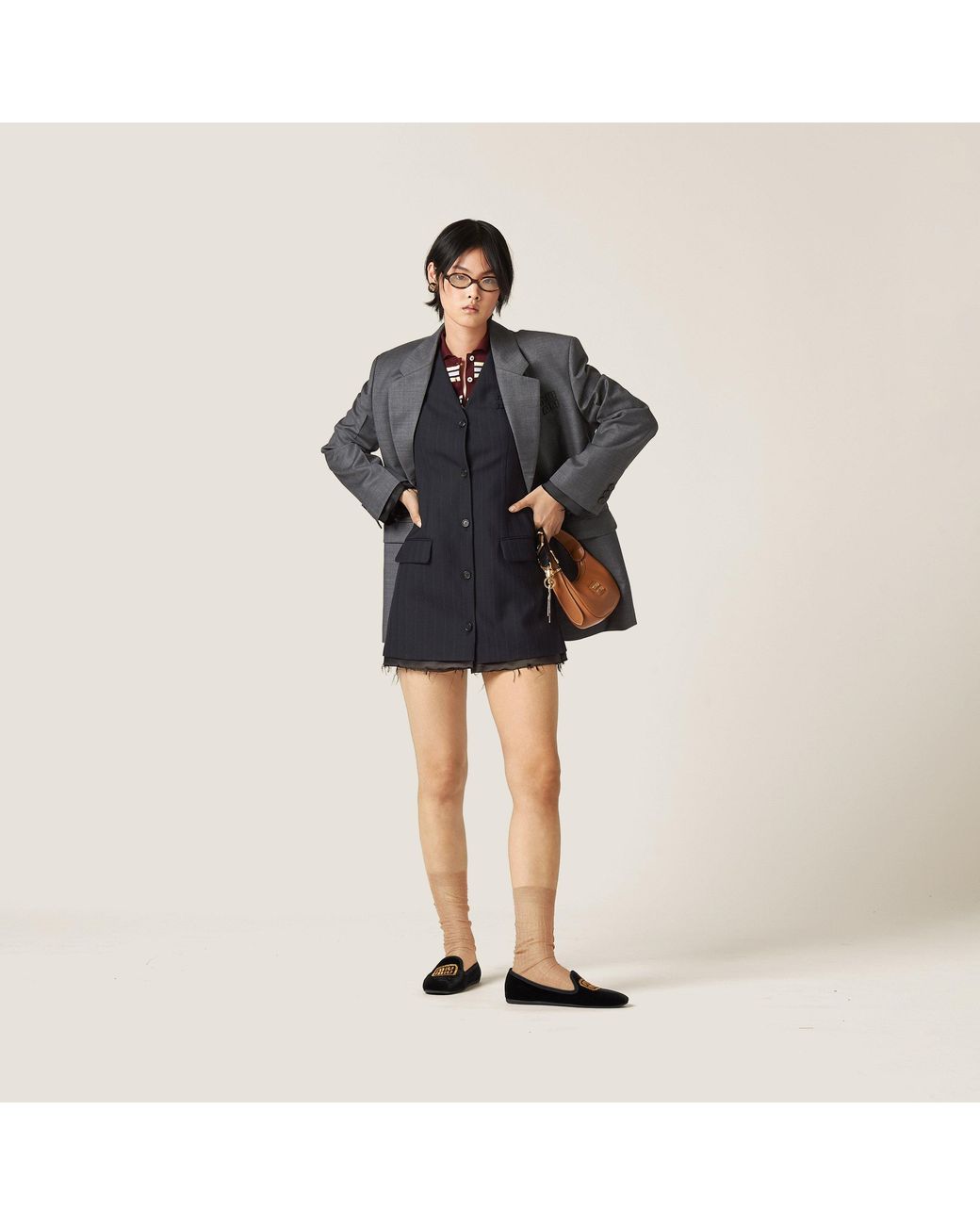Miu Miu Black Tailored Wool Mini Dress