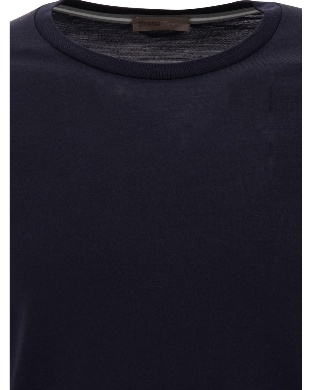 Herno Blue Long-Sleeved Crewneck Knitted T-Shirt for men