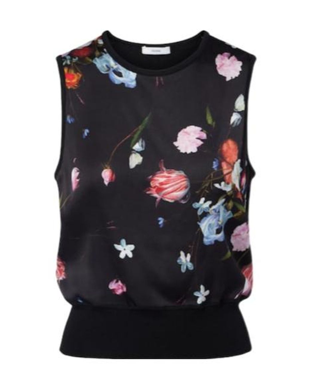 Erdem Black Floral Printed Wool Top