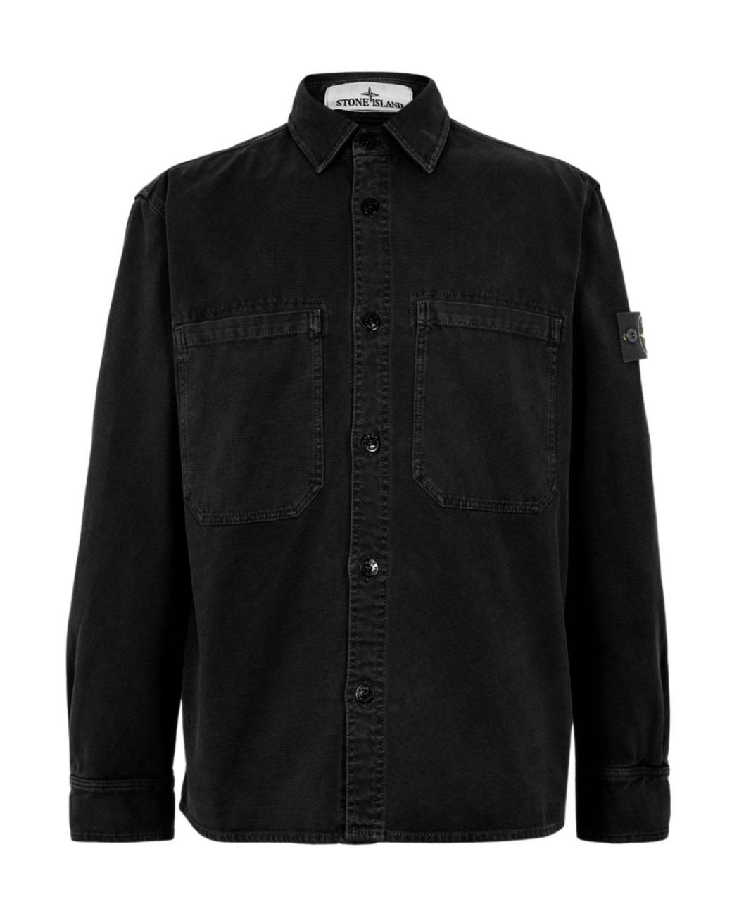 Stone Island Black Button Overshirt for men