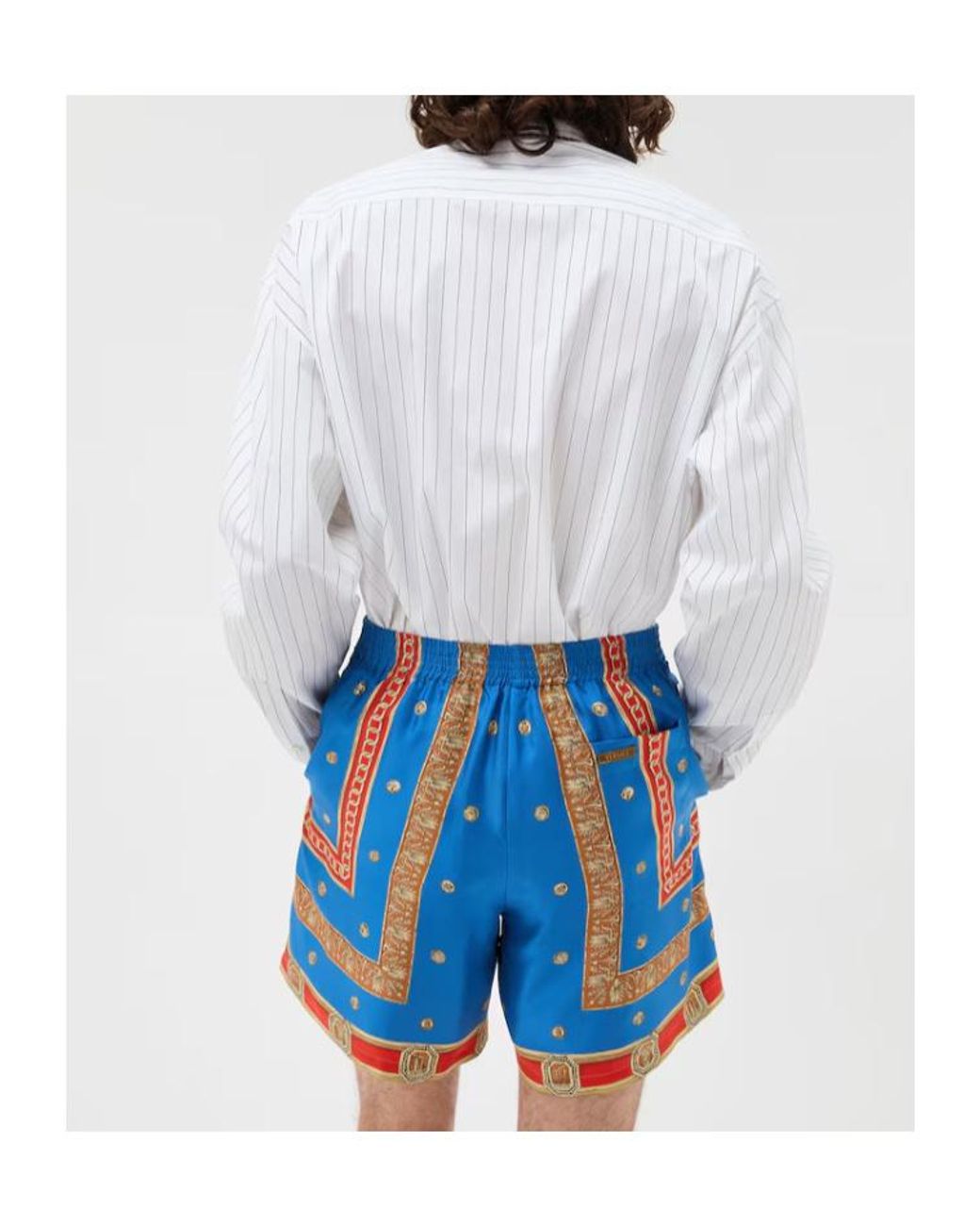 Versace White Stripe Pattern Long-Sleeved Shirt for men