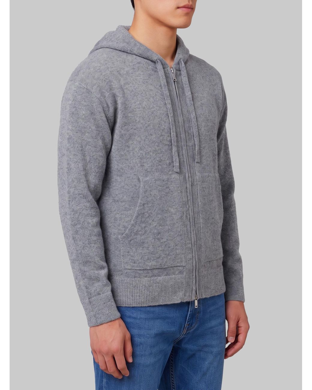 Roberto Collina Gray Zip-Up Hooded Knit Cardigan for men